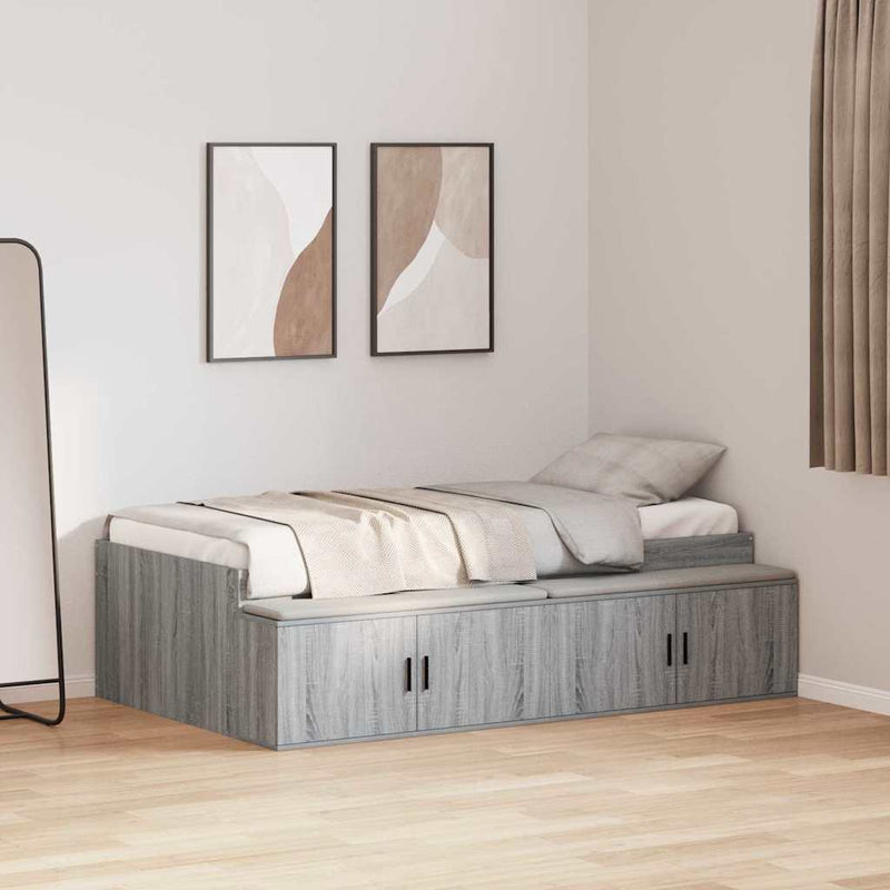 vidaXL Ágykeret tárolóval tárolóval Szürke sonoma 80 x 200 cm Faanyag