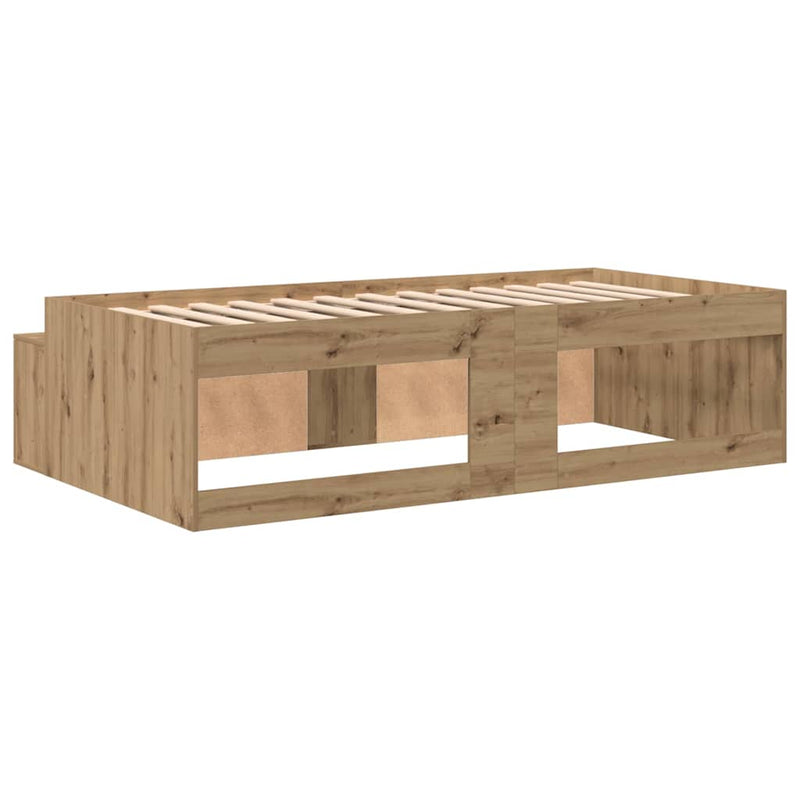 vidaXL Ágykeret tárolóval tárolóval kézműves tölgy 80 x 200 cm Faanyag