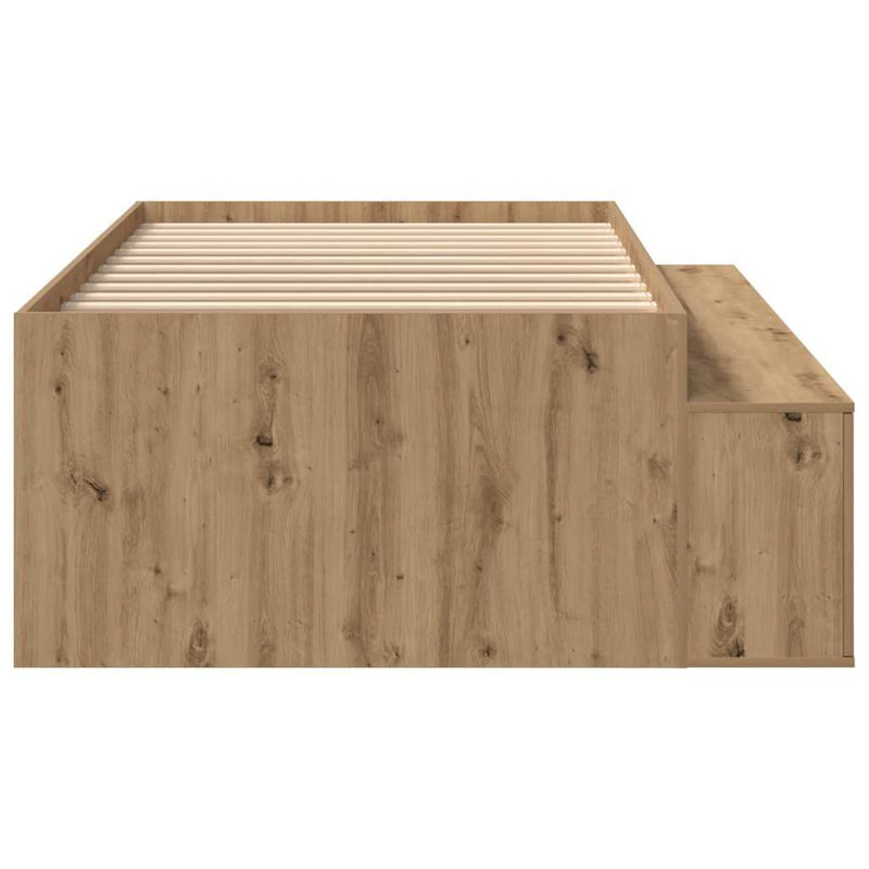 vidaXL Ágykeret tárolóval tárolóval kézműves tölgy 80 x 200 cm Faanyag