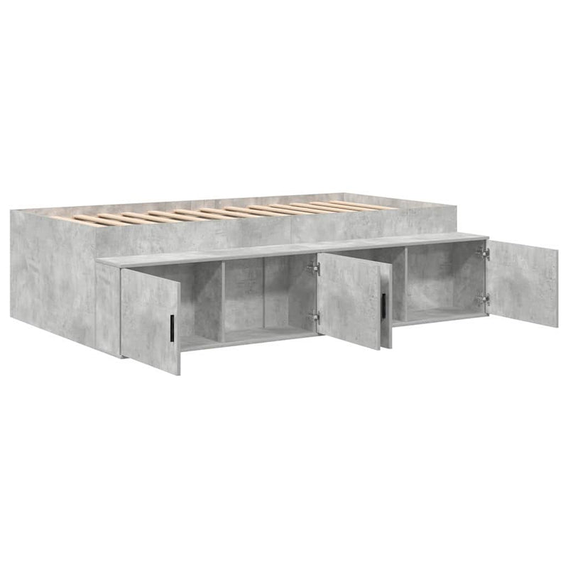 vidaXL Ágykeret tárolóval tárolóval Beton szürke 75 x 190 cm Faanyag