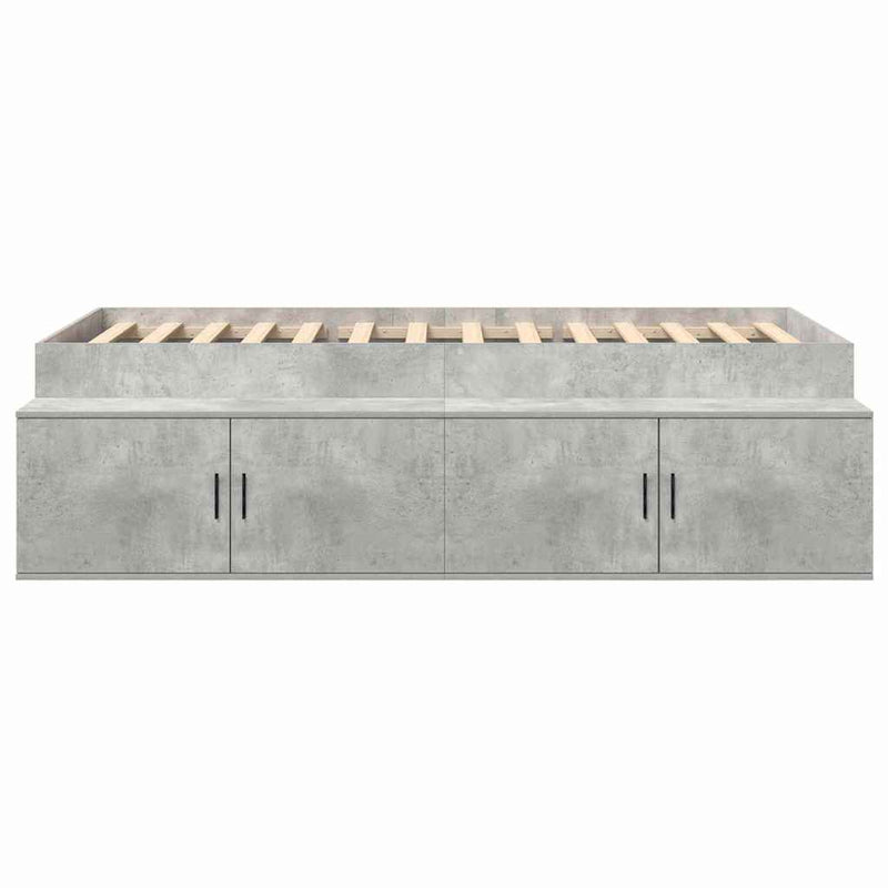 vidaXL Ágykeret tárolóval tárolóval Beton szürke 75 x 190 cm Faanyag