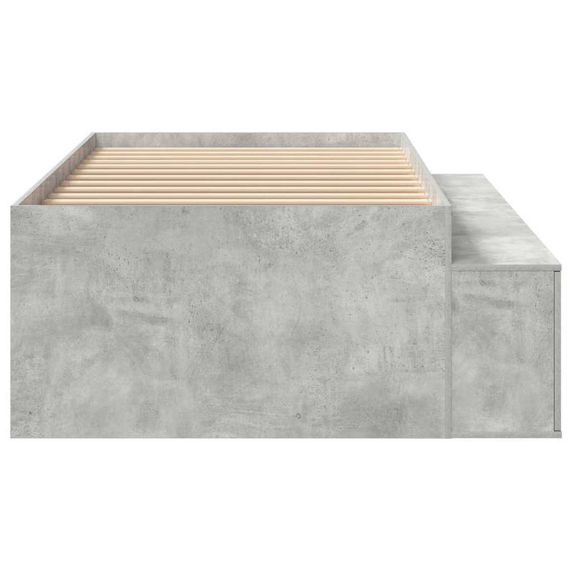 vidaXL Ágykeret tárolóval tárolóval Beton szürke 75 x 190 cm Faanyag