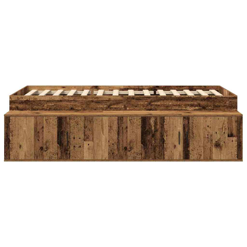 vidaXL Ágykeret tárolóval tárolóval kézműves tölgy 75 x 190 cm Faanyag