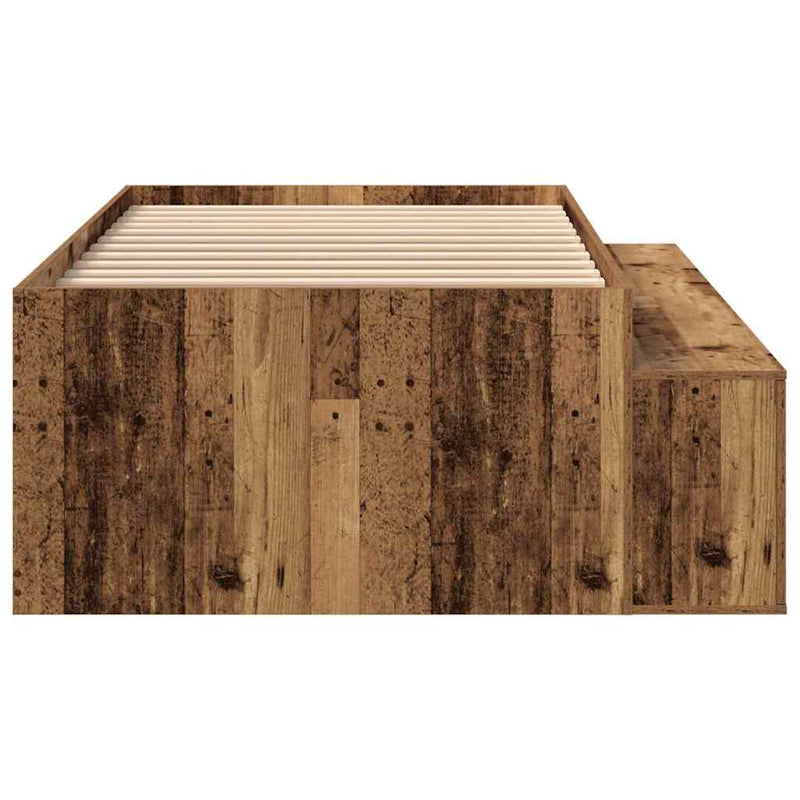 vidaXL Ágykeret tárolóval tárolóval kézműves tölgy 75 x 190 cm Faanyag