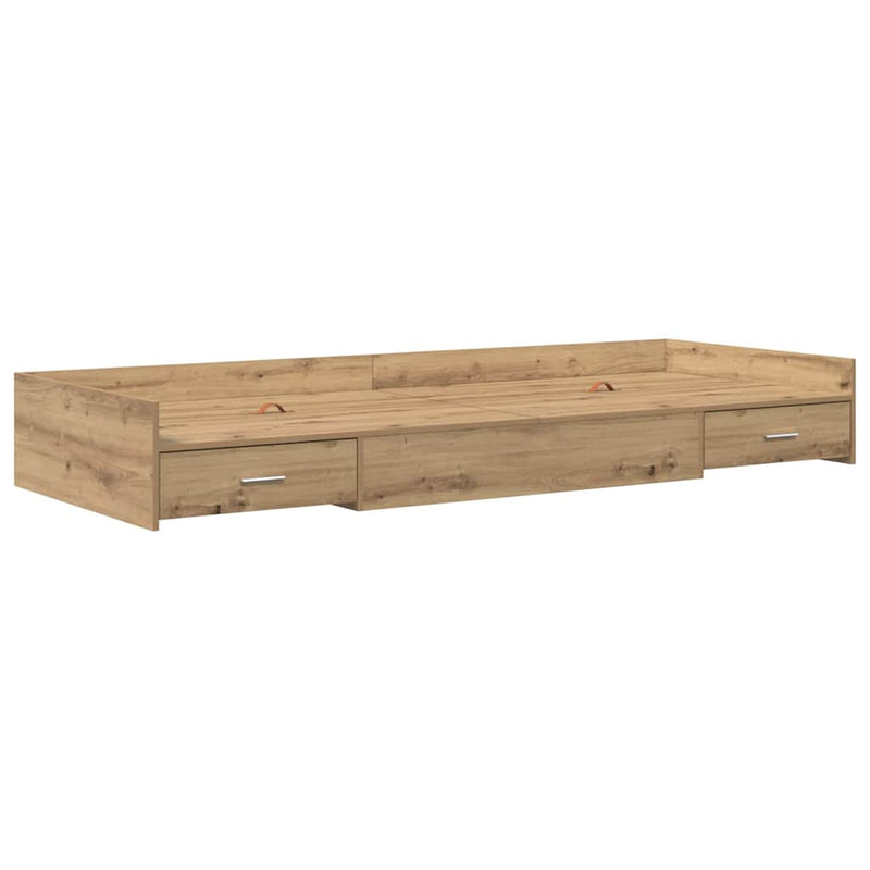 vidaXL Ágykeret tárolóval fiókkal Artisan tölgy 90 x 200 cm Faanyag