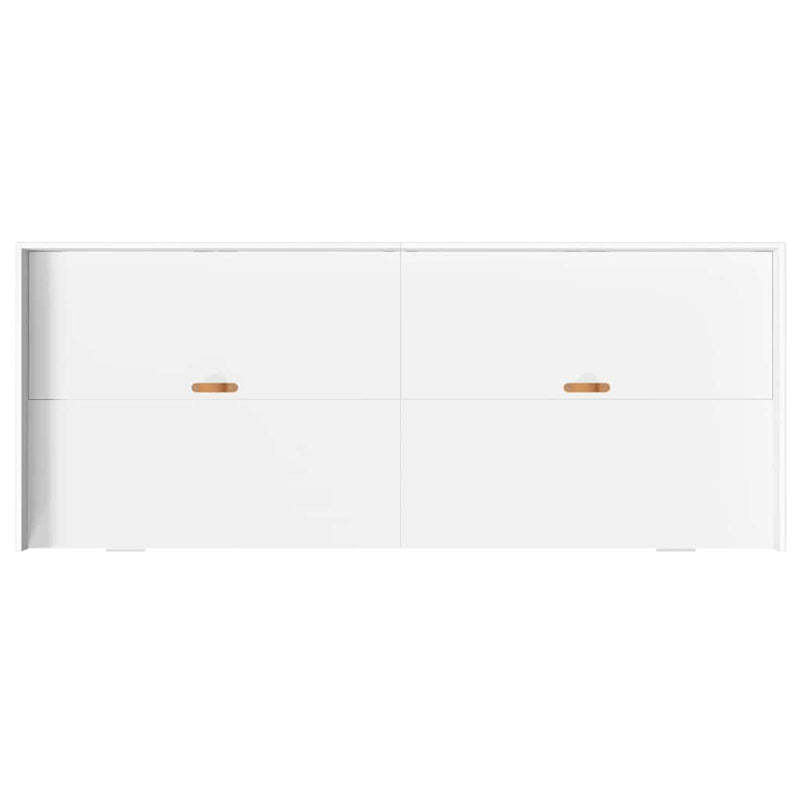 Ágykeret tárolóval fejtámlával fiókkal Fehér 80 x 200 cm Faanyag