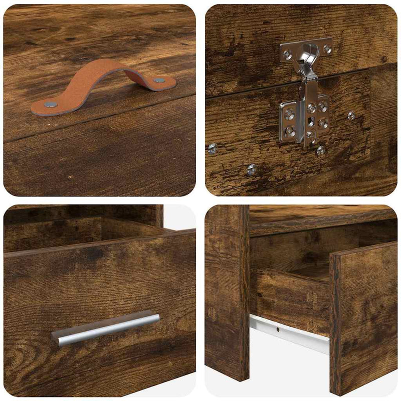 vidaXL Ágykeret fejtámlával fiókkal Füstölt tölgy 80 x 200 cm Faanyag