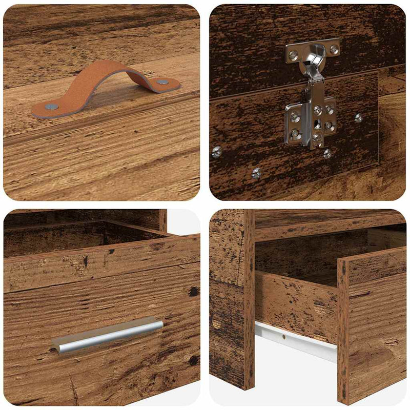 vidaXL Ágykeret fejtámlával fiókkal Öreg fa 80 x 200 cm Faanyag