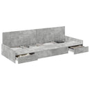 vidaXL Ágykeret fejtámlával fiókkal Beton Szürke 90 x 190 cm Faanyag