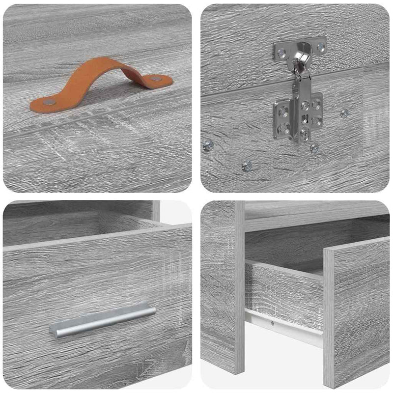 vidaXL Ágykeret fejtámlával fiókkal Szürke Sonoma 80 x 200 cm Faanyag