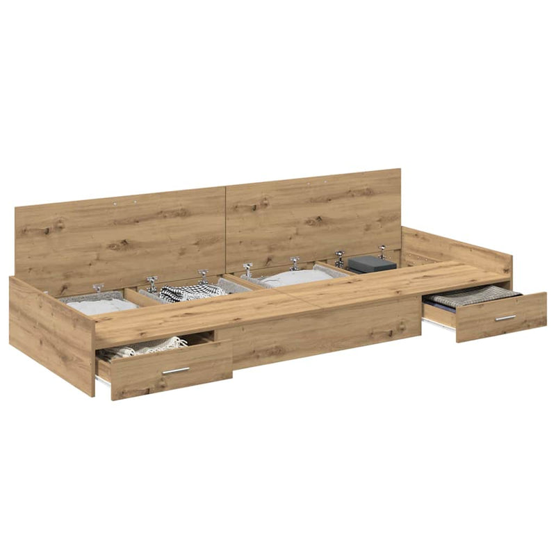 vidaXL Ágykeret tárolóval fiókkal Artisan tölgy 80 x 200 cm Faanyag