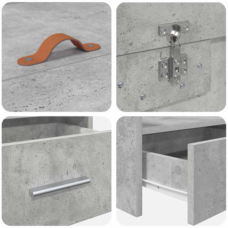 Ágykeret tárolóval fejtámlával Beton Szürke 75 x 190 cm Faanyag