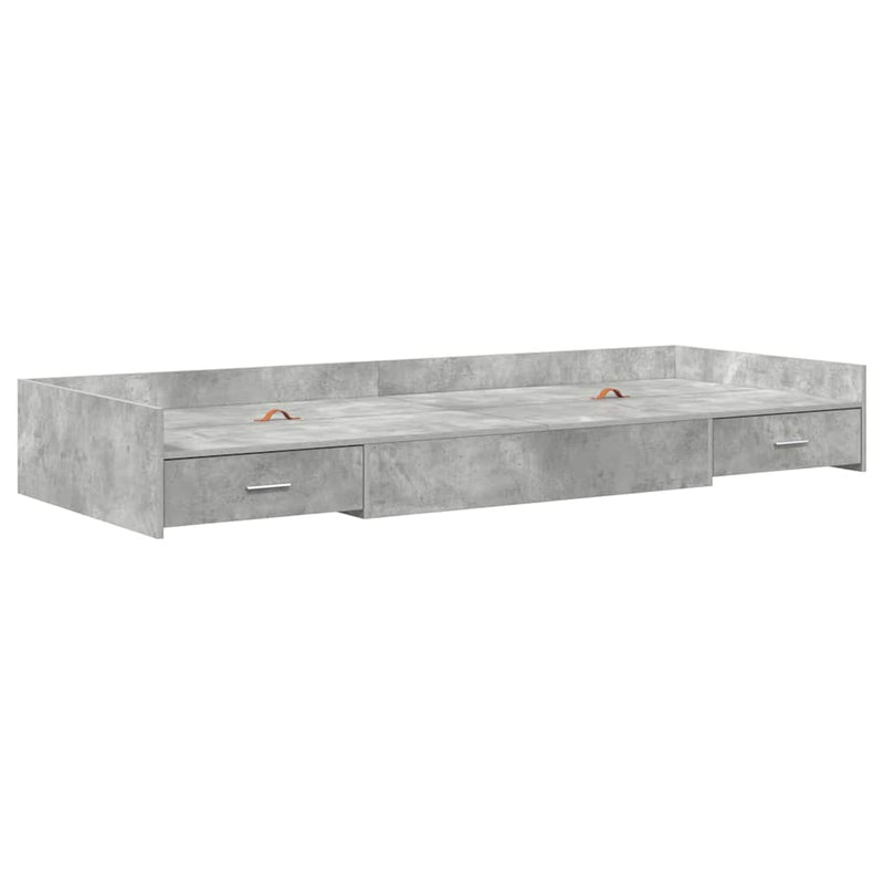 Ágykeret tárolóval fejtámlával Beton Szürke 75 x 190 cm Faanyag