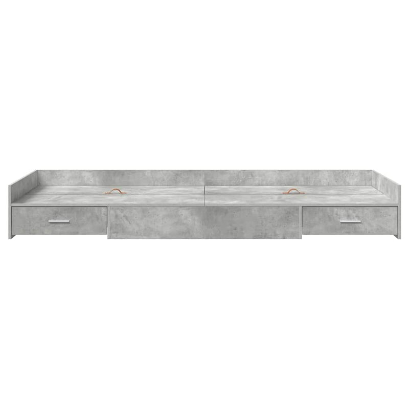 vidaXL Ágykeret tárolóval fejtámlával Beton Szürke 75 x 190 cm Faanyag