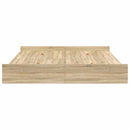 vidaXL Tárolós ágykeret fejtámlával sonoma tölgy 200 x 200 cm Faanyag