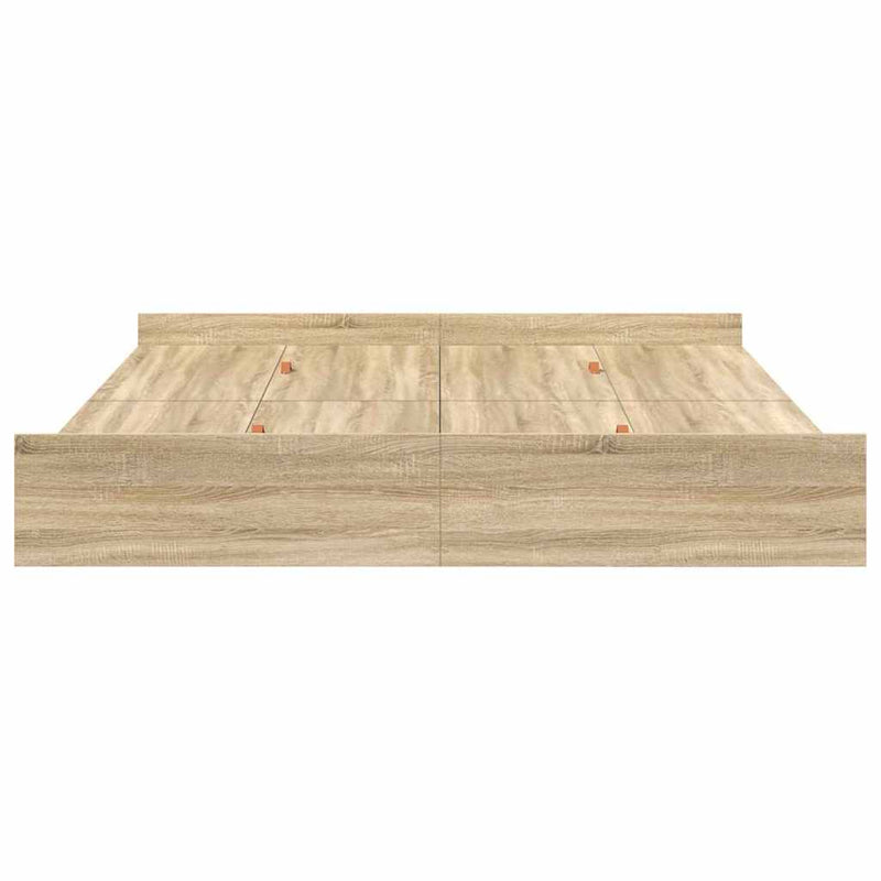 vidaXL Tárolós ágykeret fejtámlával sonoma tölgy 200 x 200 cm Faanyag