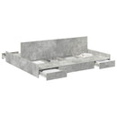 vidaXL Ágykeret tárolóval fiókkal Beton Szürke 200 x 200 cm Szerelt Fa