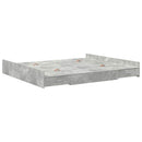 vidaXL Ágykeret tárolóval fiókkal Beton Szürke 200 x 200 cm Szerelt Fa