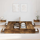 vidaXL Tárolós ágykeret fejtámlával Füstölt tölgy 200 x 200 cm Faanyag