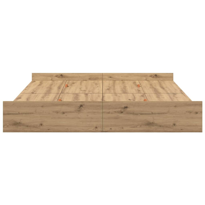 vidaXL Tárolós ágykeret fiókkal kézműves tölgy 180 x 200 cm Faanyag