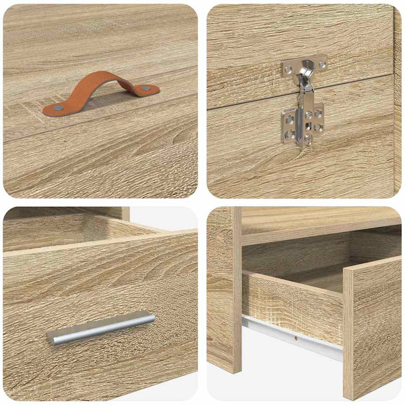 vidaXL Tárolós ágykeret fejtámlával sonoma tölgy 160 x 200 cm Faanyag