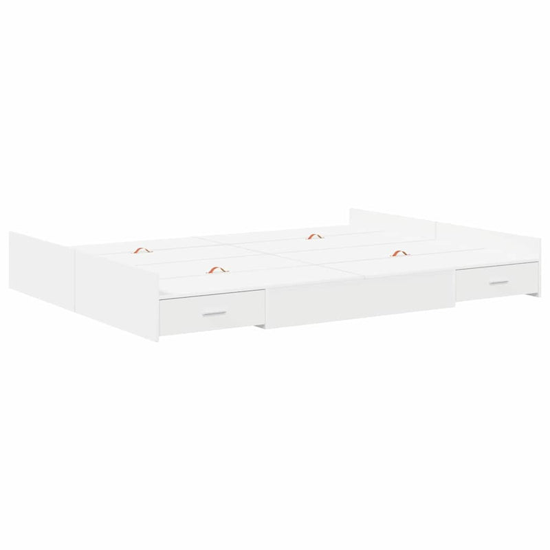 vidaXL Tárolós ágykeret fejtámlával fiókkal Fehér 150 x 200 cm Faanyag