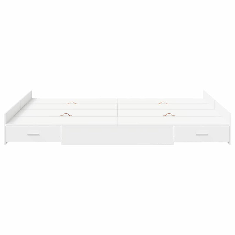 vidaXL Tárolós ágykeret fejtámlával fiókkal Fehér 150 x 200 cm Faanyag