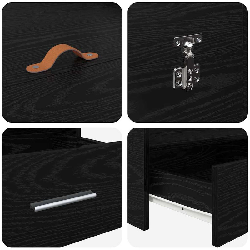 vidaXL Tárolós ágykeret fejtámlával Musta tammi 150 x 200 cm Faanyag