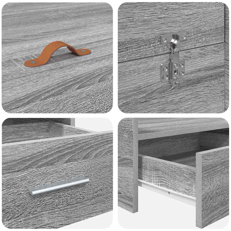 vidaXL Tárolós ágykeret fejtámlával Szürke sonoma 150 x 200 cm Faanyag