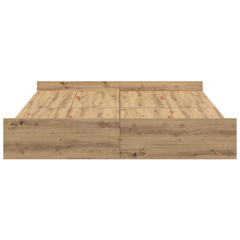 vidaXL Tárolós ágykeret fiókkal kézműves tölgy 150 x 200 cm Faanyag