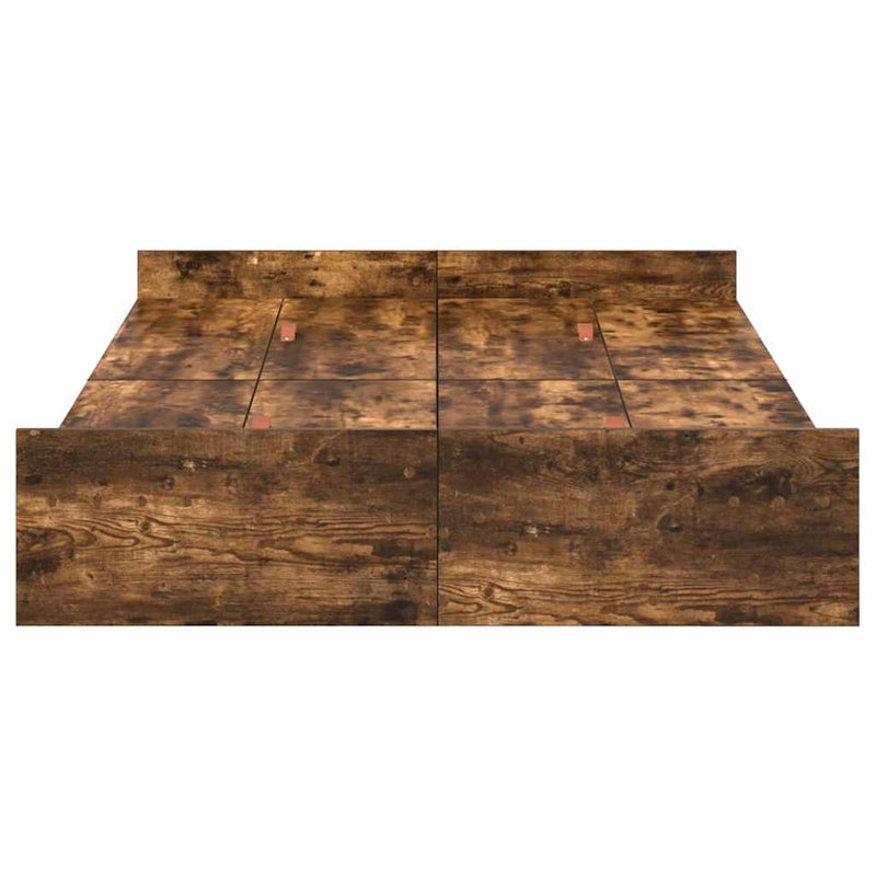 vidaXL Tárolós ágykeret fejtámlával Füstölt tölgy 120 x 200 cm Faanyag
