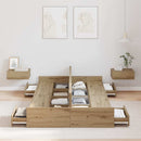 vidaXL Tárolós ágykeret fiókkal kézműves tölgy 120 x 200 cm Faanyag