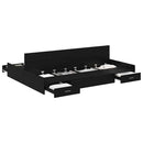 vidaXL Tárolós ágykeret fejtámlával Musta tammi 140 x 190 cm Faanyag