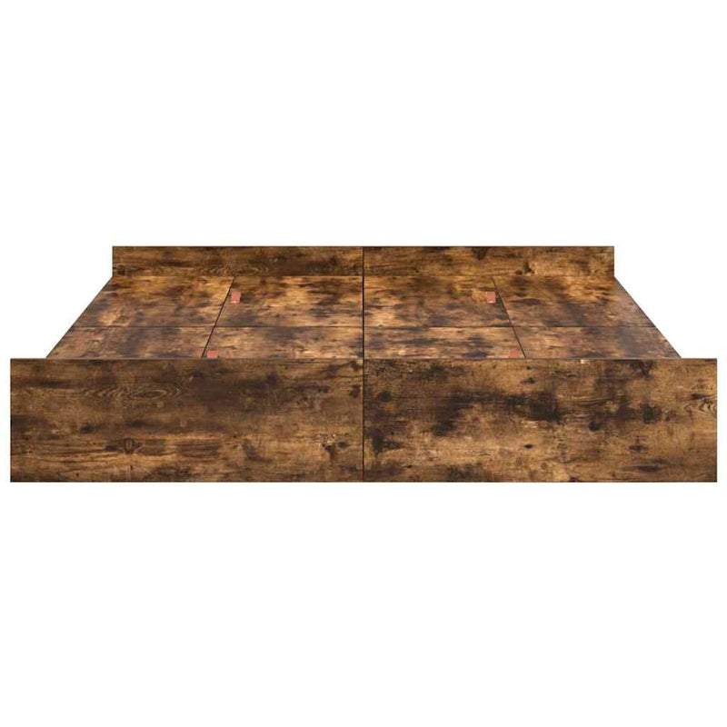 vidaXL Tárolós ágykeret fejtámlával Füstölt tölgy 140 x 190 cm Faanyag