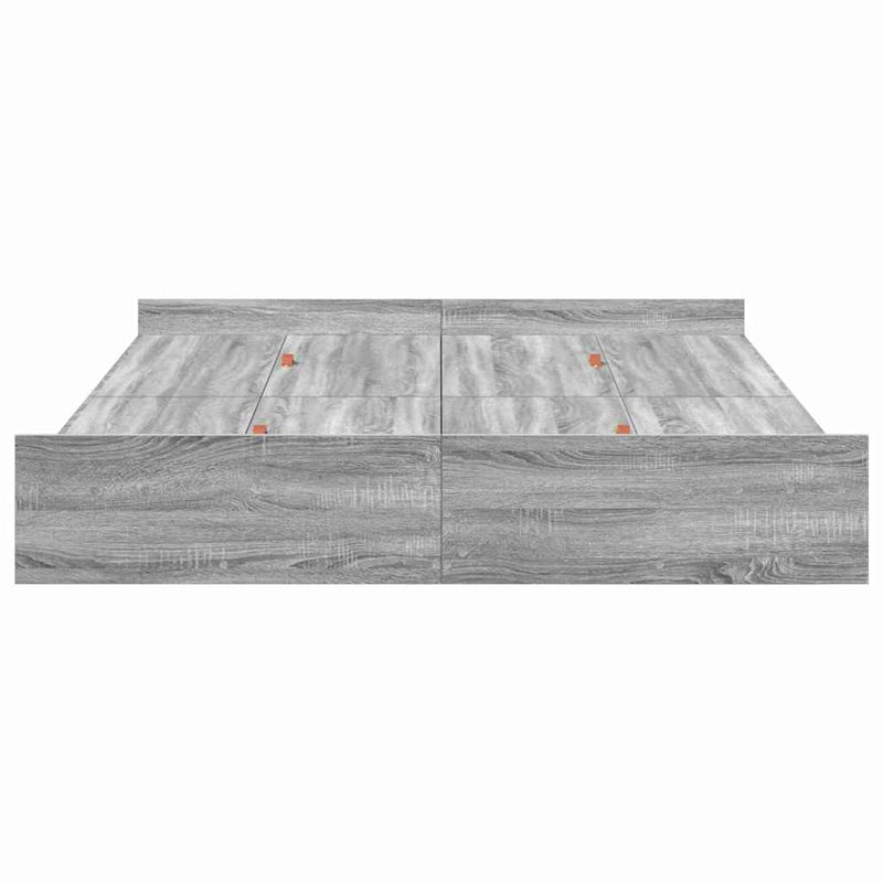 vidaXL Tárolós ágykeret fejtámlával Szürke sonoma 140 x 190 cm Faanyag