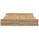 vidaXL Tárolós ágykeret fiókkal kézműves tölgy 140 x 190 cm Faanyag