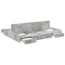 vidaXL Ágykeret tárolóval fiókkal Beton Szürke 135 x 190 cm Faanyag