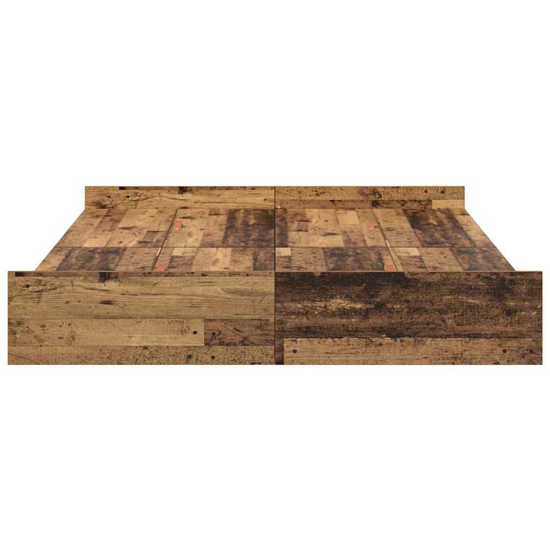 vidaXL Tárolós ágykeret fejtámlával Régi fa 135 x 190 cm Faanyag