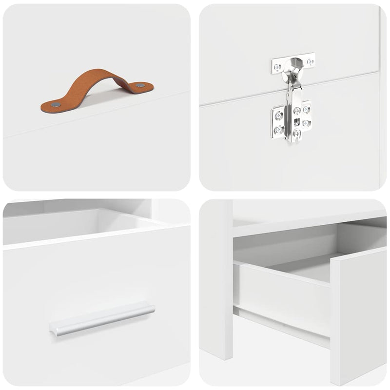 vidaXL Tárolós ágykeret fejtámlával fiókkal Fehér 120 x 190 cm Faanyag