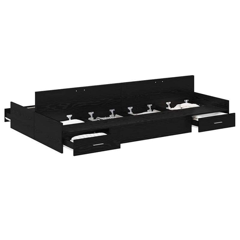 vidaXL Tárolós ágykeret fejtámlával Musta tammi 120 x 190 cm Faanyag