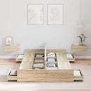 vidaXL Tárolós ágykeret fejtámlával sonoma tölgy 120 x 190 cm Faanyag