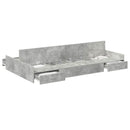 vidaXL Ágykeret tárolóval fiókkal Beton Szürke 120 x 190 cm Szerelt Fa