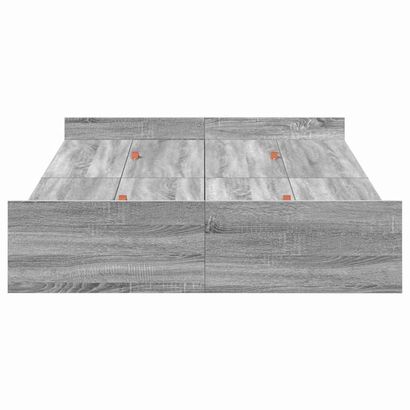 vidaXL Tárolós ágykeret fejtámlával Szürke sonoma 120 x 190 cm Faanyag