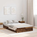 vidaXL Ágykeret tárolóval fejtámlával Öreg fa 120 x 190 cm Faanyag
