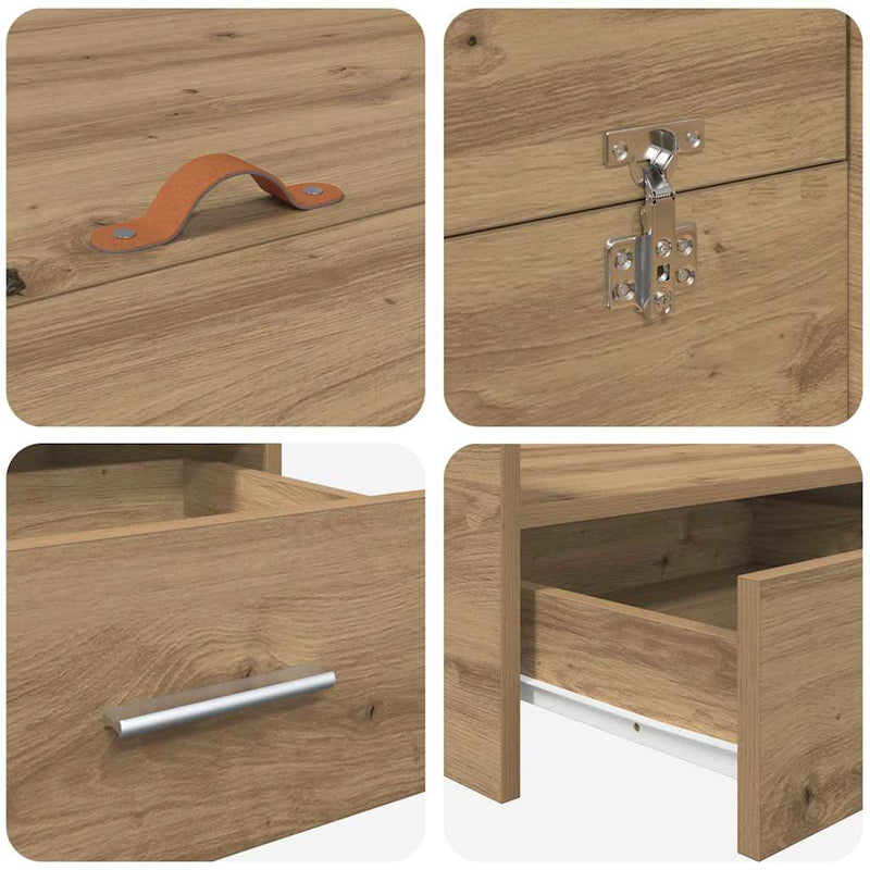 vidaXL Tárolós ágykeret fiókkal kézműves tölgy 120 x 190 cm Faanyag