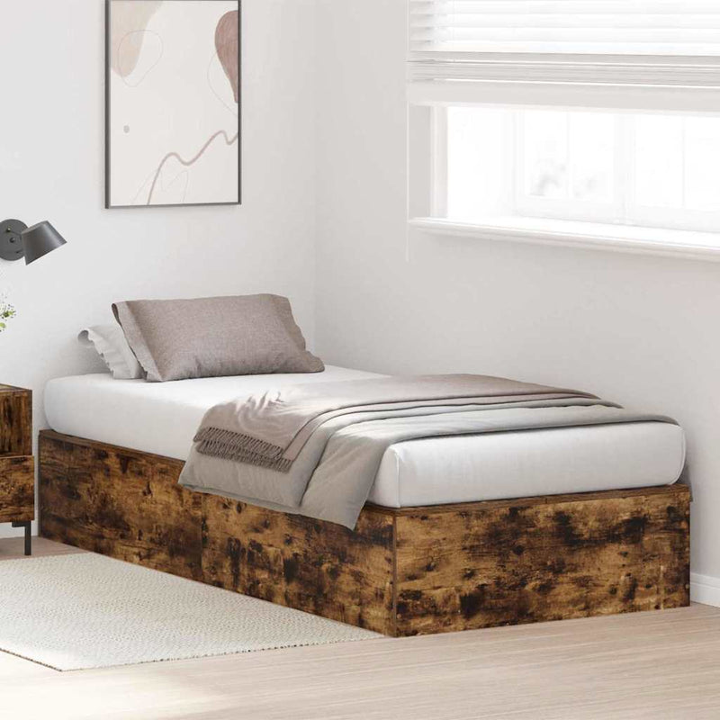 vidaXL Ágykeret tárolóval Füstölt tölgy 80 x 200 cm Faanyag