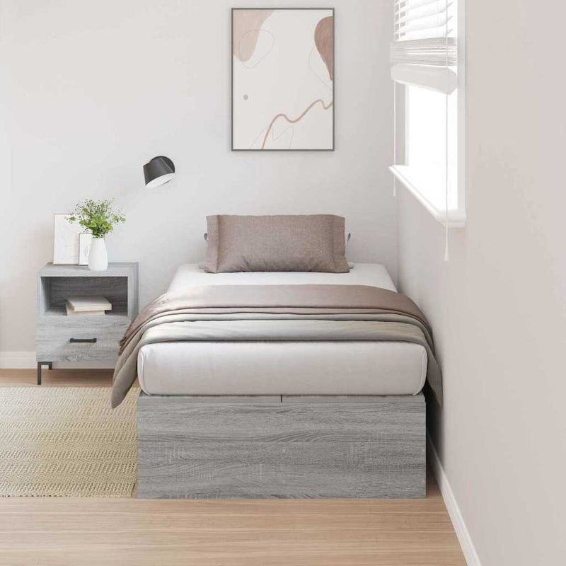 vidaXL Ágykeret tárolóval Szürke sonoma 80 x 200 cm Faanyag