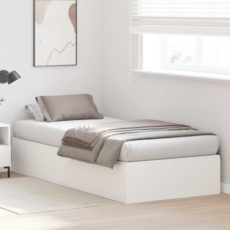 vidaXL Ágykeret tárolóval Fehér 90 x 200 cm Faanyag