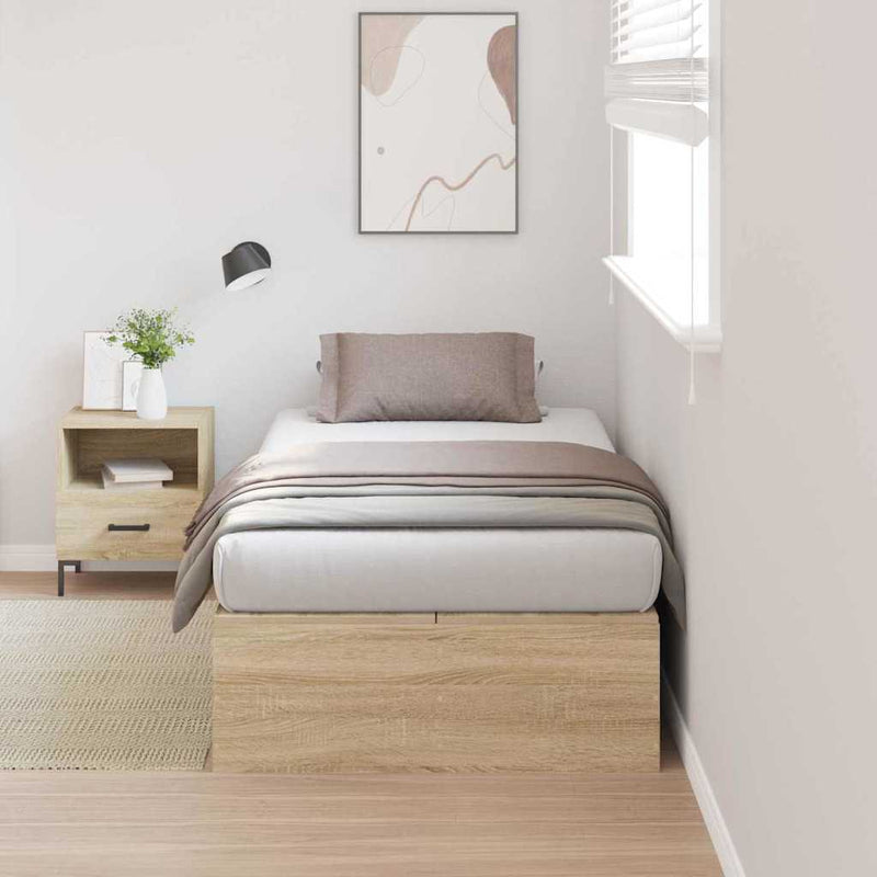 vidaXL Ágykeret tárolóval sonoma tölgy 90 x 200 cm Faanyag