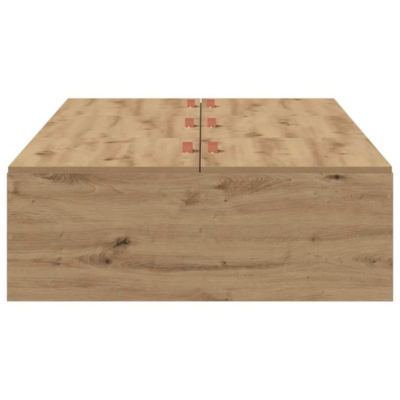 vidaXL Ágykeret tárolóval kézműves tölgy 90 x 200 cm Faanyag